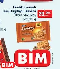 ÜLKER SAKLIKÖY FINDIK KREMALI TAM BUĞDAYLI BİSKÜVİ